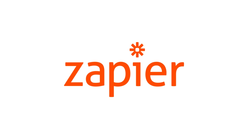 Una imagen con el fondo blanco y la palabra zapier , el nombre de la mejor app de automatización de procesos para ser más productivo en el centro en color naranja