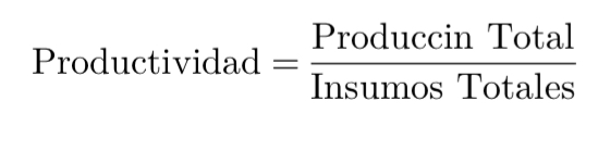 Productividad es igual a producción total entre insumos totales